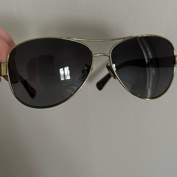 Coach Gold and Black Aviator Sunglasses - Picture 1 of 9